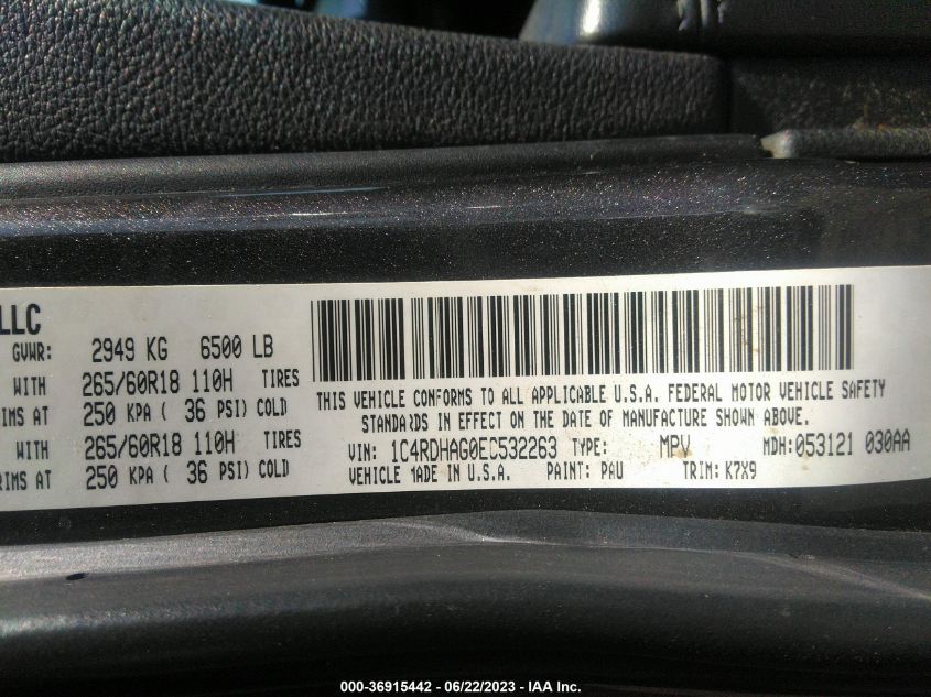 2014 DODGE DURANGO SXT - 1C4RDHAG0EC532263