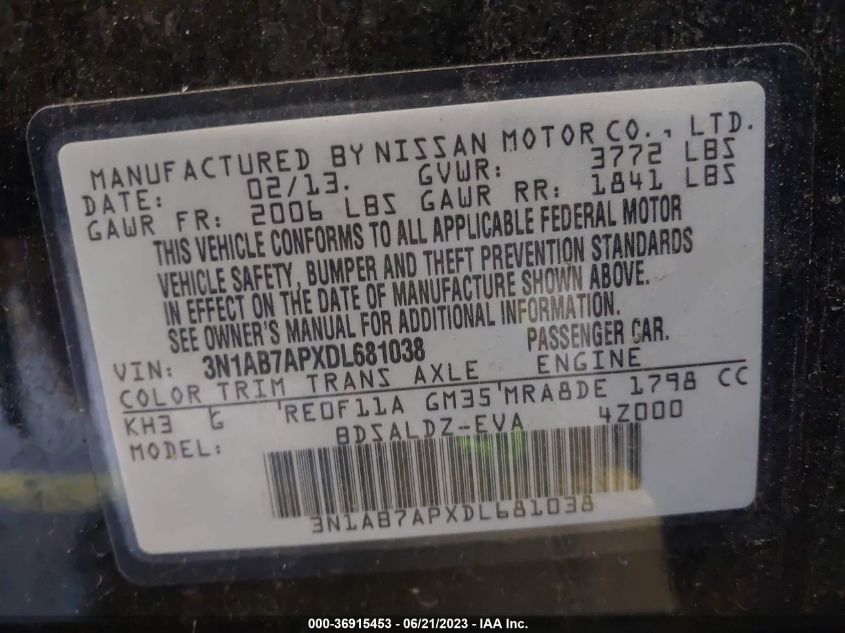 2013 NISSAN SENTRA SV - 3N1AB7APXDL681038