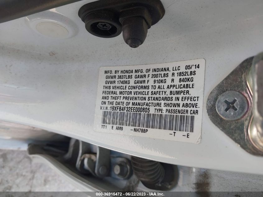 2014 HONDA CIVIC HYBRID - 19XFB4F32EE000805