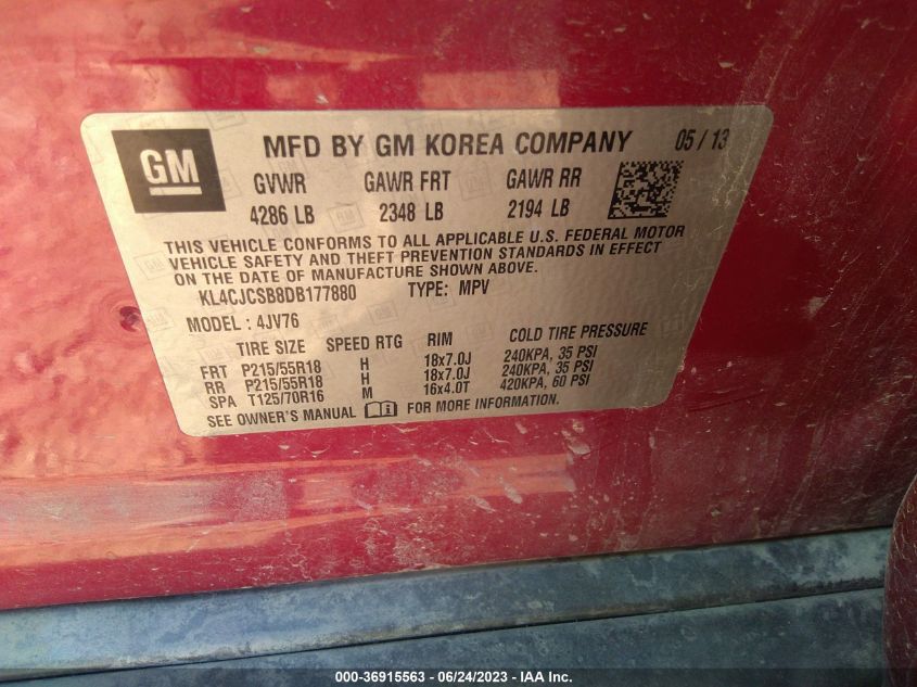 2013 BUICK ENCORE - KL4CJCSB8DB177880