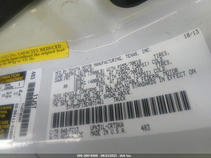 2014 TOYOTA TUNDRA 2WD TRUCK SR/SR5 - 5TFRM5F15EX071461