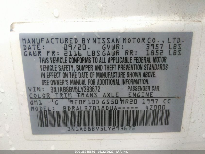 2020 NISSAN SENTRA S - 3N1AB8BV5LY293672