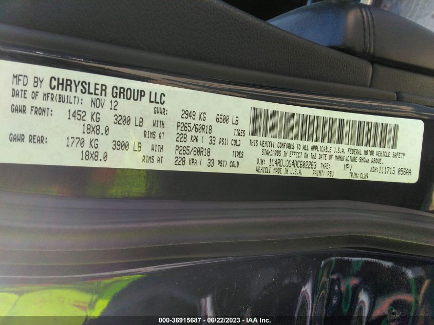 2013 DODGE DURANGO CREW - 1C4RDJDG4DC602283