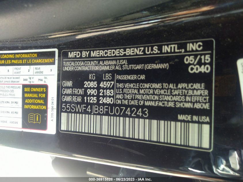 2015 MERCEDES-BENZ C-CLASS C 300 - 55SWF4JB8FU074243