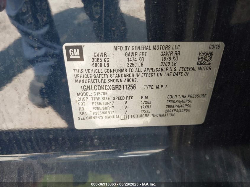 2016 CHEVROLET TAHOE POLICE - 1GNLCDKCXGR311256