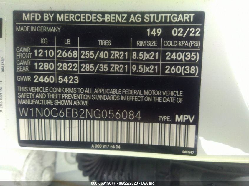 2022 MERCEDES-BENZ GLC AMG GLC 43 - W1N0G6EB2NG056084