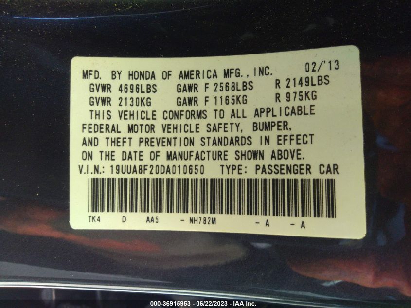 2013 ACURA TL - 19UUA8F20DA010650