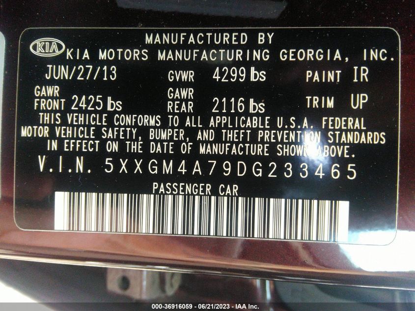 2013 KIA OPTIMA LX - 5XXGM4A79DG233465