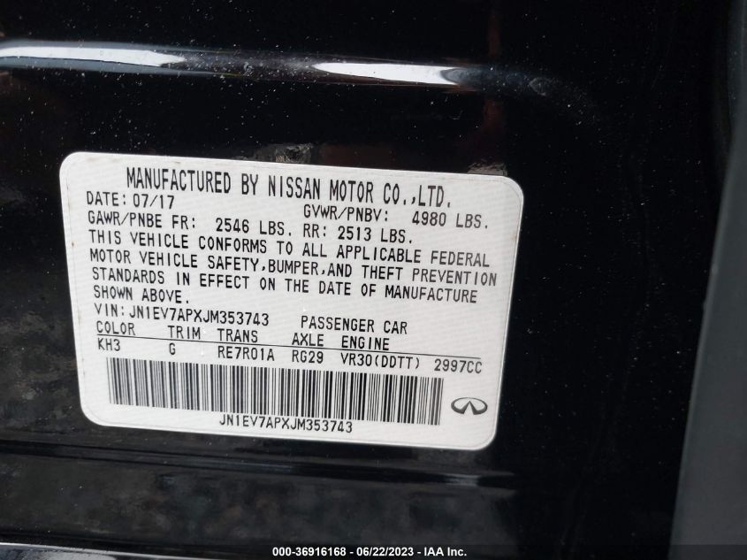 2018 INFINITI Q50 3.0T LUXE - JN1EV7APXJM353743