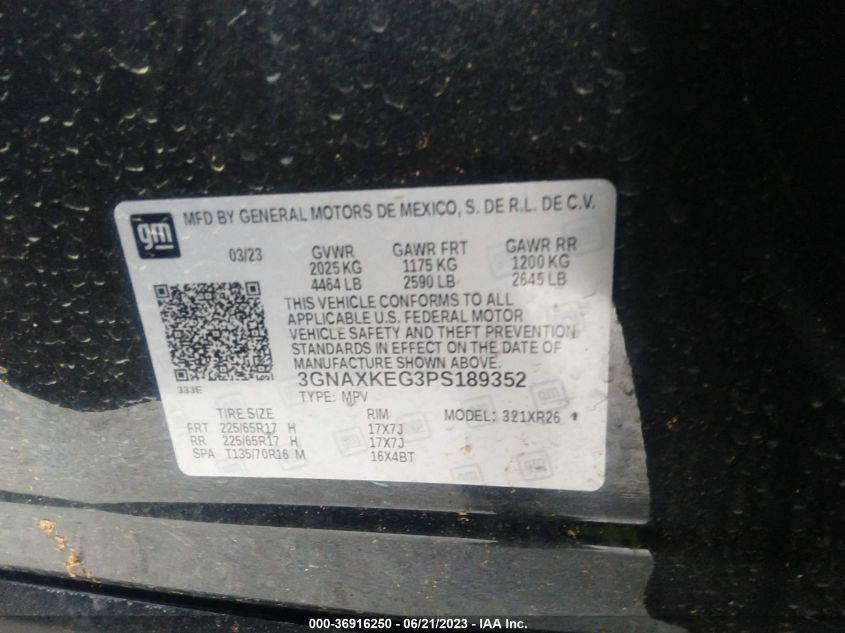 2023 CHEVROLET EQUINOX LT - 3GNAXKEG3PS189352