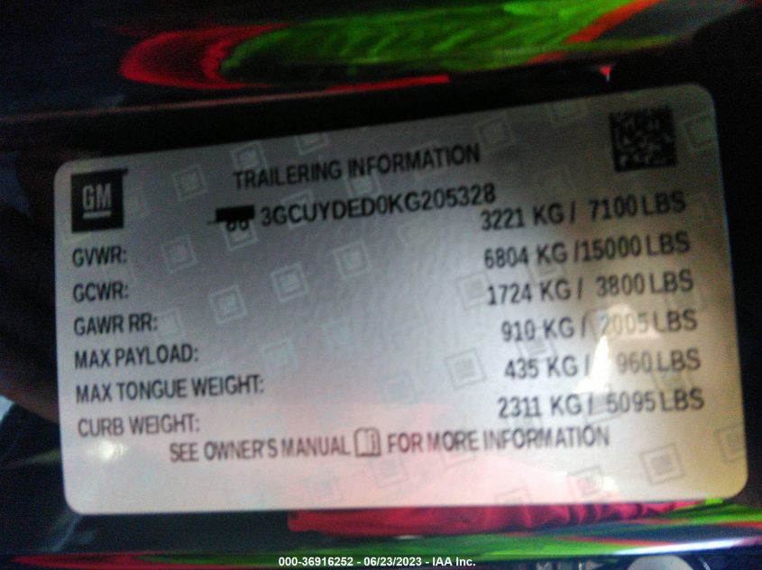 2019 CHEVROLET SILVERADO 1500 LT - 3GCUYDED0KG205328