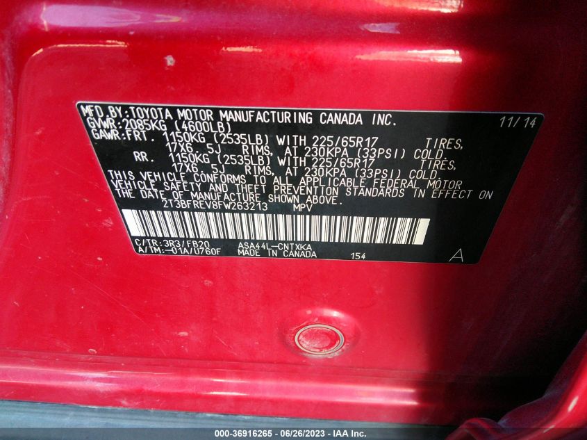 2015 TOYOTA RAV4 LE - 2T3BFREV8FW263213