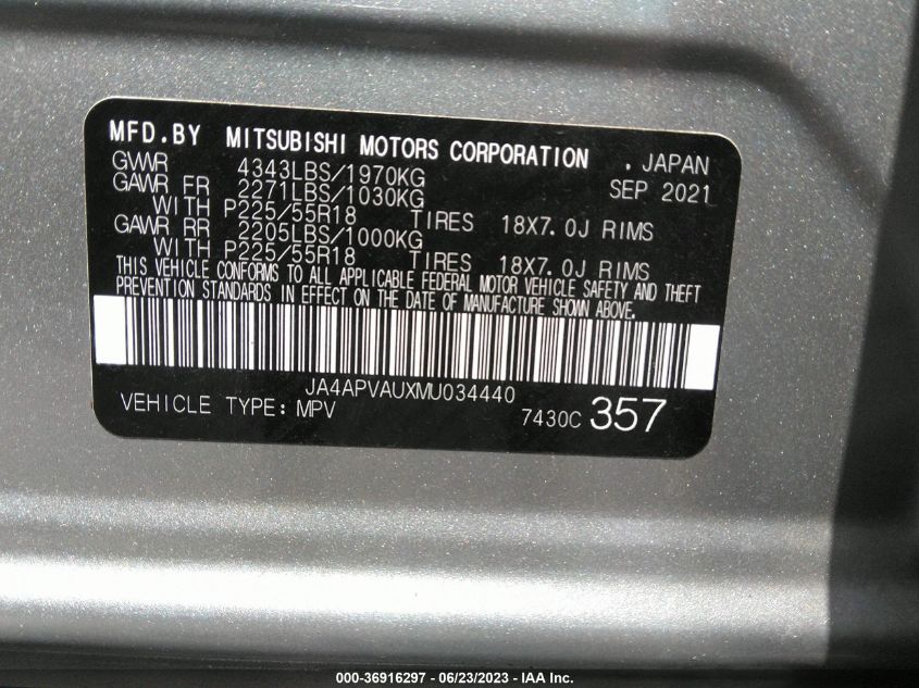 2021 MITSUBISHI OUTLANDER SPORT SE - JA4APVAUXMU034440