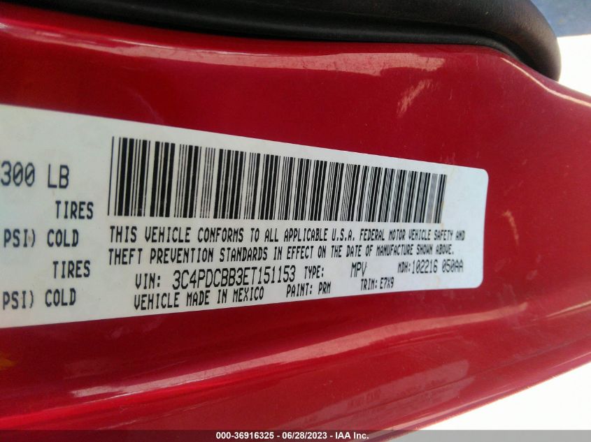 2014 DODGE JOURNEY SXT - 3C4PDCBB3ET151153
