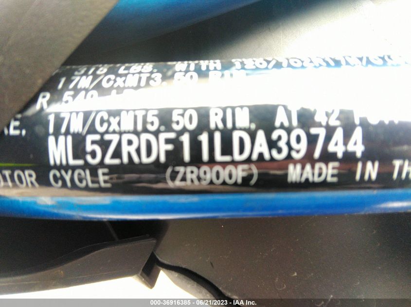 2020 KAWASAKI ZR900 F - ML5ZRDF11LDA39744