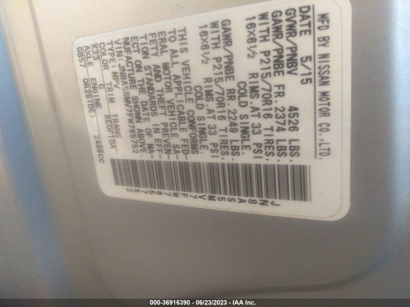 2015 NISSAN ROGUE SELECT S - JN8AS5MV7FW765752