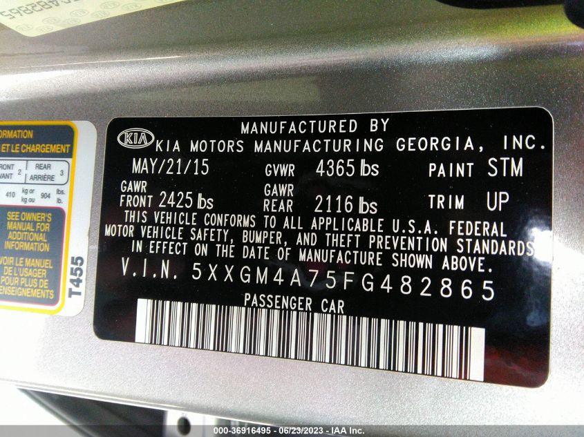 2015 KIA OPTIMA LX - 5XXGM4A75FG482865