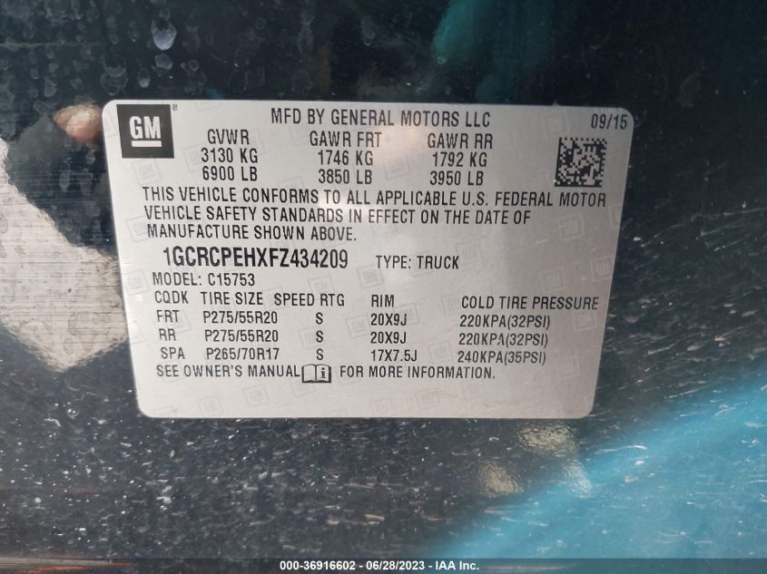 2015 CHEVROLET SILVERADO 1500 WORK TRUCK - 1GCRCPEHXFZ434209
