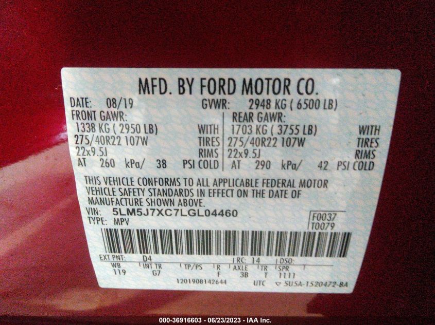 2020 LINCOLN AVIATOR RESERVE - 5LM5J7XC7LGL04460