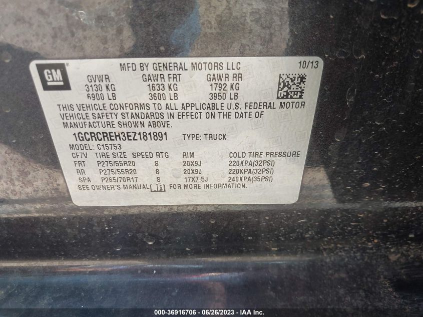 2014 CHEVROLET SILVERADO 1500 LT - 1GCRCREH3EZ181891