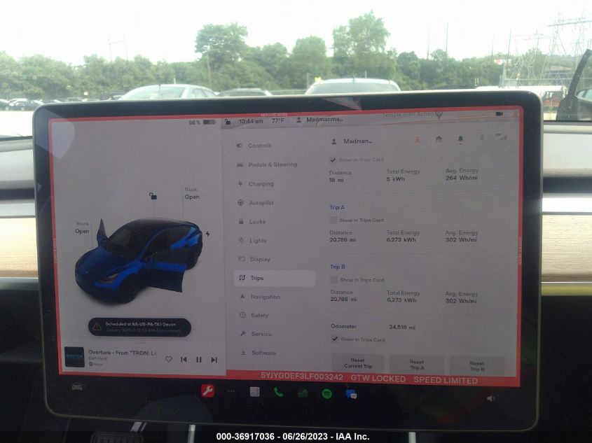 2020 TESLA MODEL Y - 5YJYGDEF3LF003242
