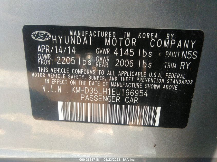 2014 HYUNDAI ELANTRA GT - KMHD35LH1EU196954