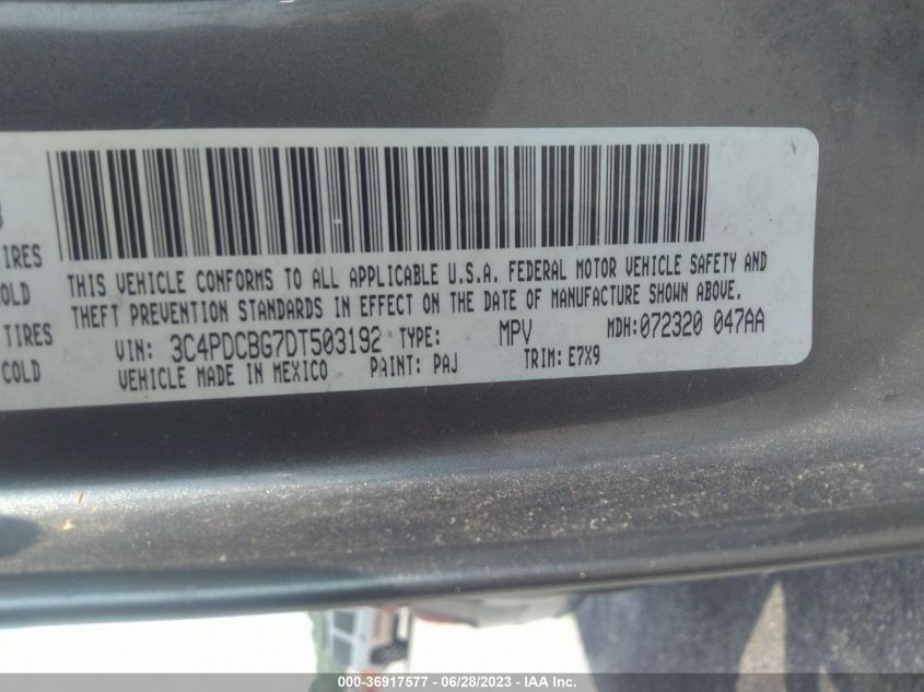 2013 DODGE JOURNEY SXT - 3C4PDCBG7DT503192