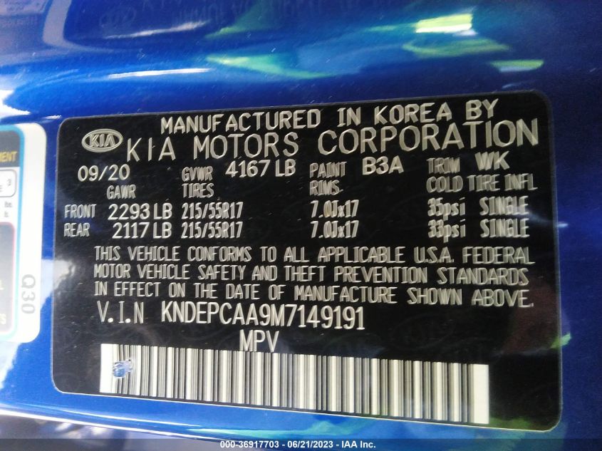 2021 KIA SELTOS LX - KNDEPCAA9M7149191