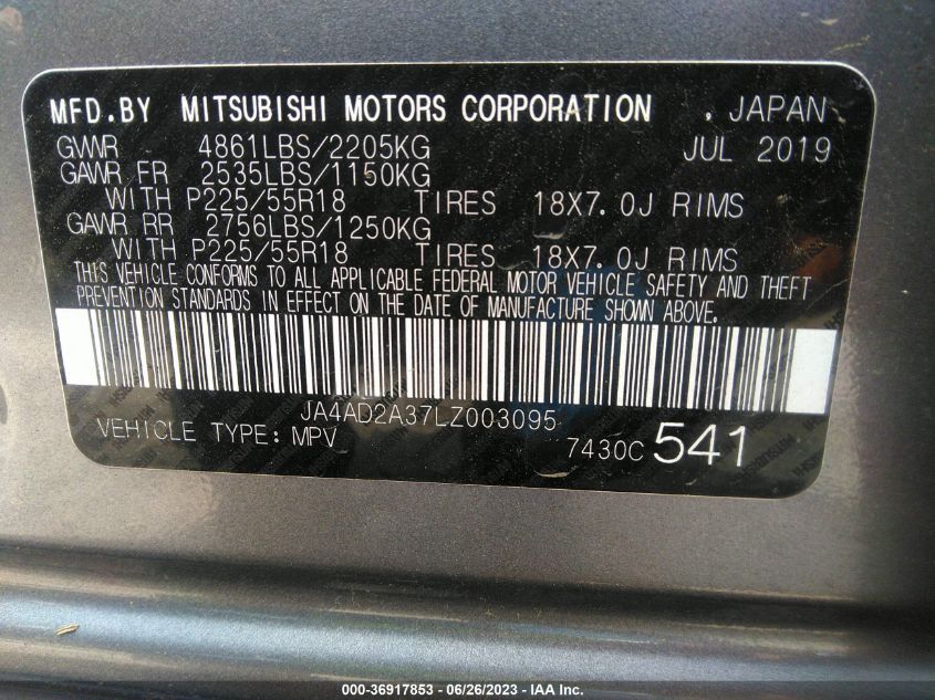 2020 MITSUBISHI OUTLANDER ES - JA4AD2A37LZ003095