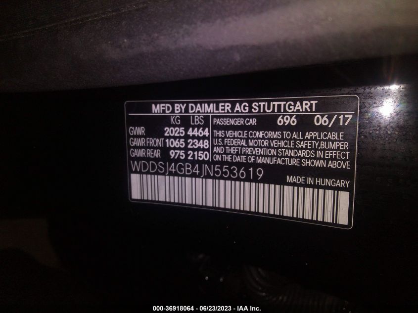 2018 MERCEDES-BENZ CLA 250 4MATIC - WDDSJ4GB4JN553619