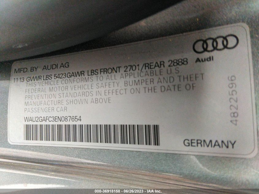 2014 AUDI A7 3.0 PRESTIGE - WAU2GAFC3EN087654