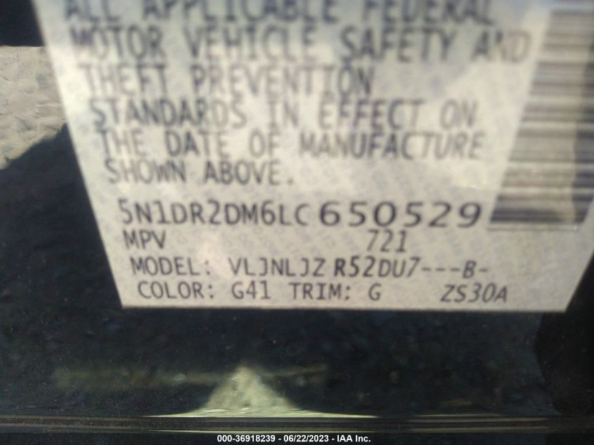 2020 NISSAN PATHFINDER PLATINUM - 5N1DR2DM6LC650529