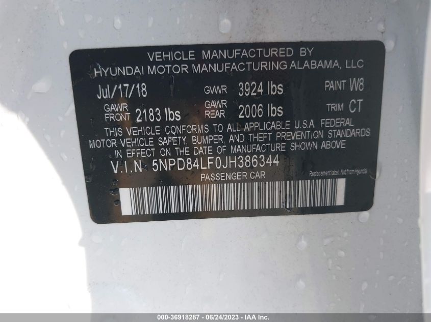 2018 HYUNDAI ELANTRA VALUE EDITION - 5NPD84LF0JH386344