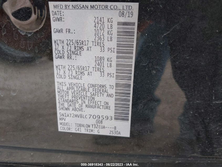 2020 NISSAN ROGUE SV - 5N1AT2MV8LC709593