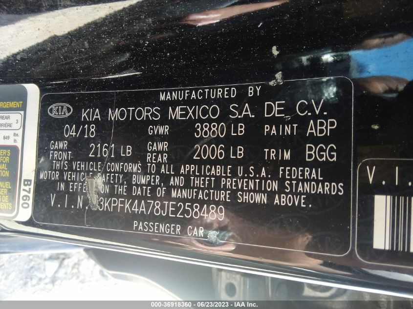 2018 KIA FORTE LX - 3KPFK4A78JE258489