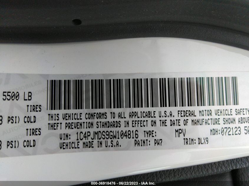 2016 JEEP CHEROKEE LIMITED - 1C4PJMDS9GW104816