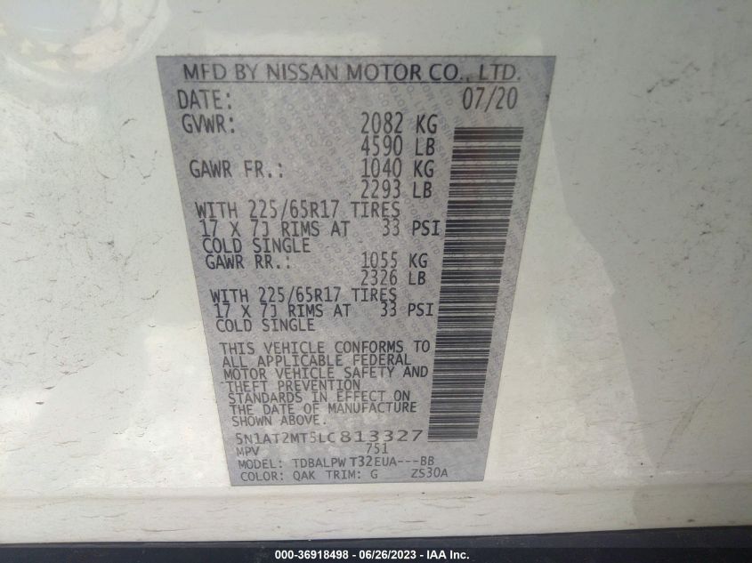 2020 NISSAN ROGUE S - 5N1AT2MT5LC813327
