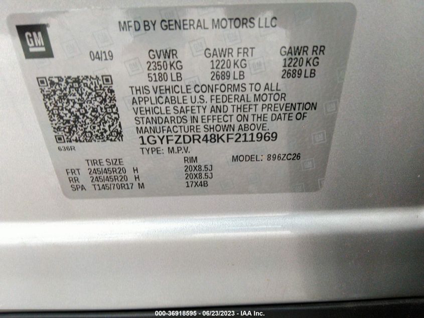 2019 CADILLAC XT4 AWD PREMIUM LUXURY - 1GYFZDR48KF211969