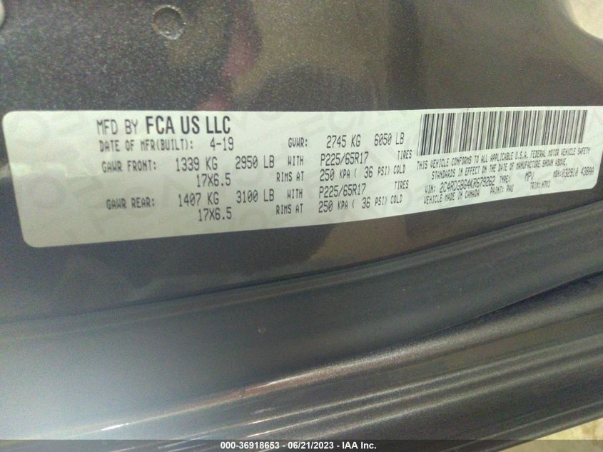 2019 DODGE GRAND CARAVAN SE - 2C4RDGBG4KR679262
