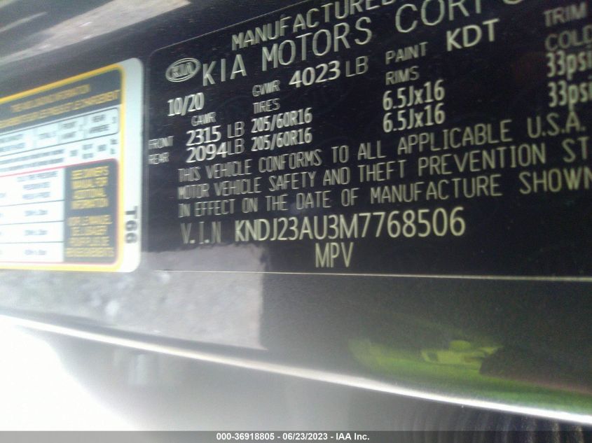 2021 KIA SOUL S - KNDJ23AU3M7768506