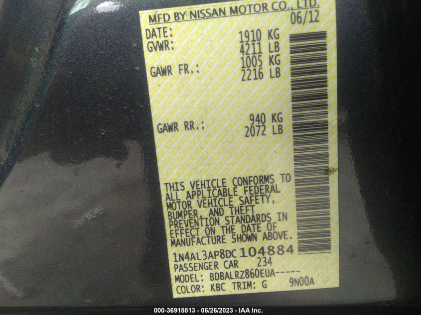2013 NISSAN ALTIMA 2.5 S - 1N4AL3AP8DC104884