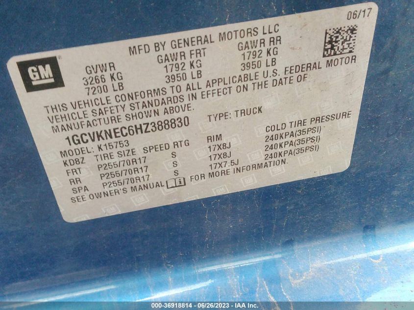 2017 CHEVROLET SILVERADO 1500 LS - 1GCVKNEC6HZ388830