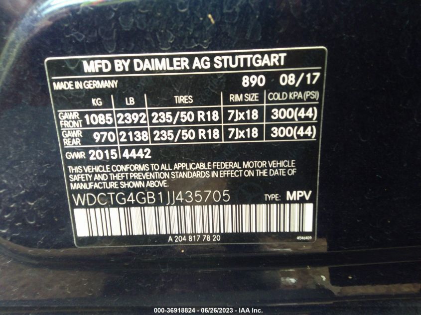 2018 MERCEDES-BENZ GLA GLA 250 - WDCTG4GB1JJ435705