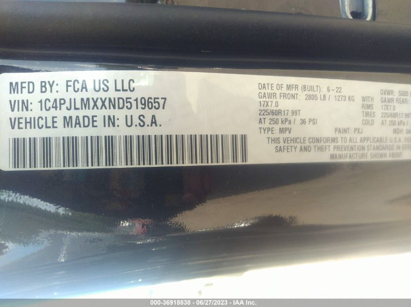 2022 JEEP CHEROKEE LATITUDE LUX - 1C4PJLMXXND519657
