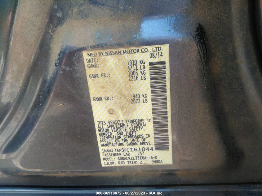2015 NISSAN ALTIMA 2.5 SL - 1N4AL3AP3FC161044