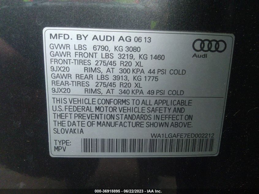 2014 AUDI Q7 3.0T PREMIUM PLUS - WA1LGAFE7ED002212