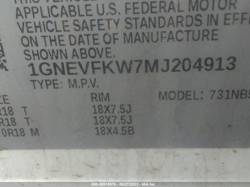 2021 CHEVROLET TRAVERSE LS - 1GNEVFKW7MJ204913