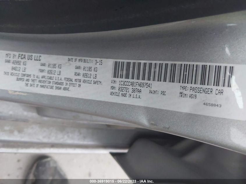 2015 CHRYSLER 200 LIMITED - 1C3CCCAB1FN697541