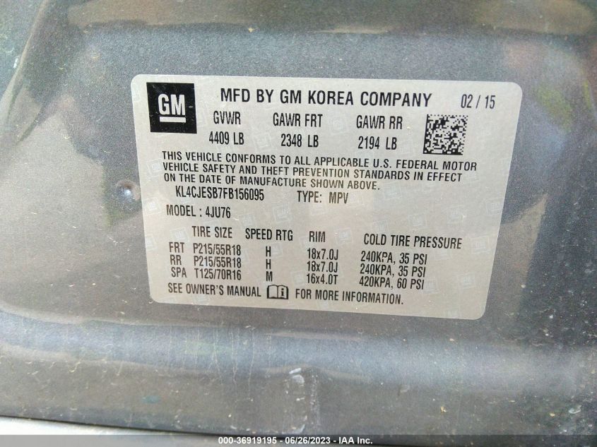 2015 BUICK ENCORE - KL4CJESB7FB156095