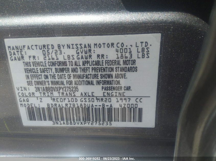 2023 NISSAN SENTRA SR - 3N1AB8DVXPY275235